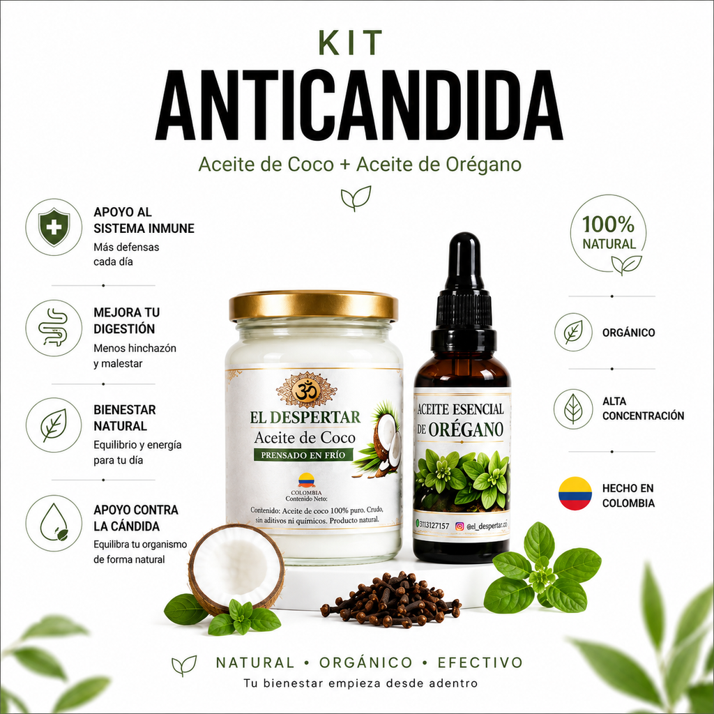 Kit Anticándida - Aceite de Coco + Aceite de Orégano en Gotas